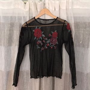 AEO Floral Mesh Top